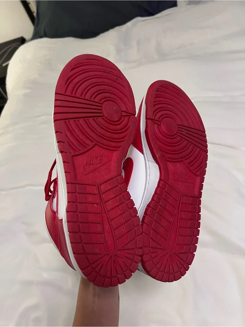 Nike White and Red High-Top Sneakers